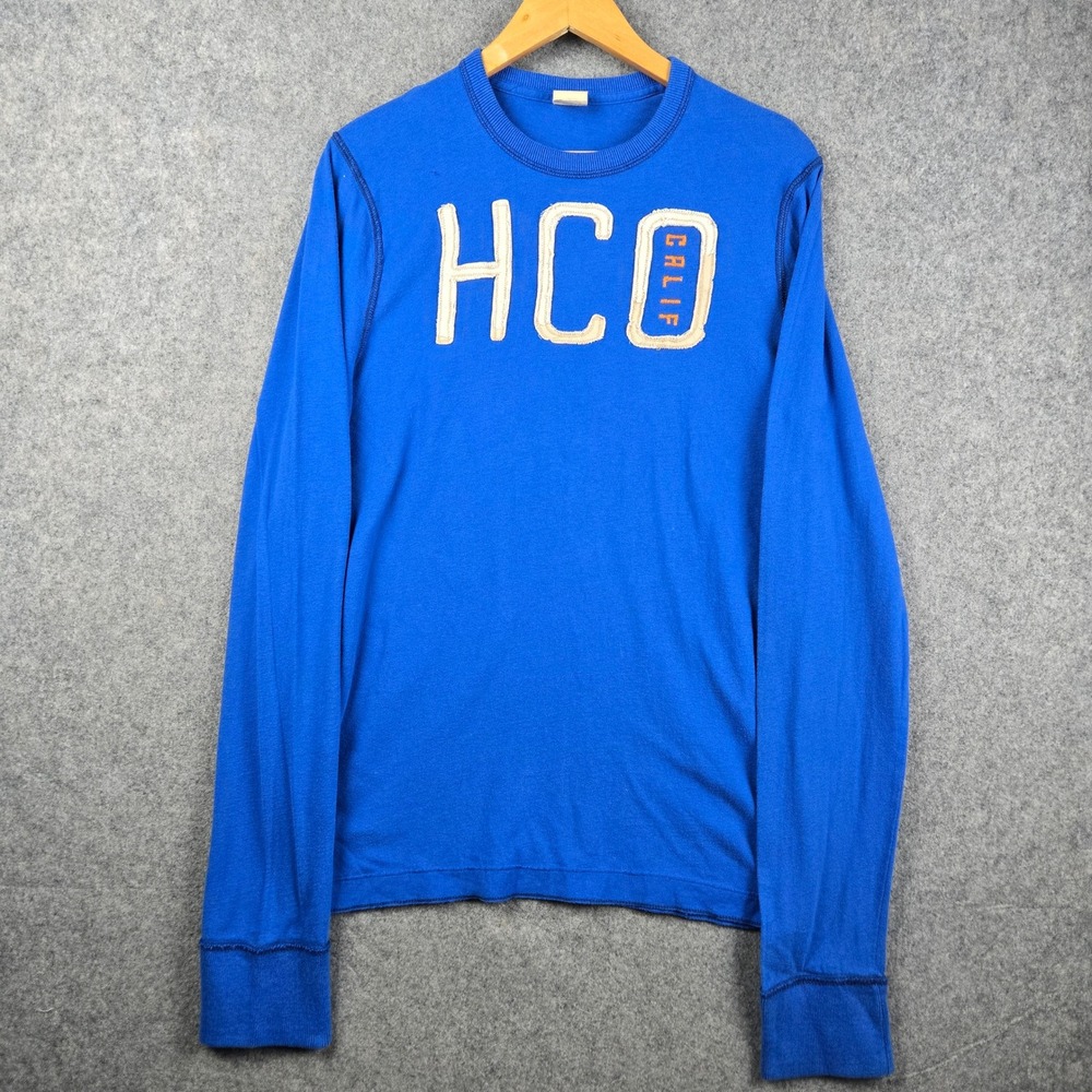 Hollister Long Sleeve Shirt Mens Large Blue HCO Calif Graphic Tee Y2K Skater